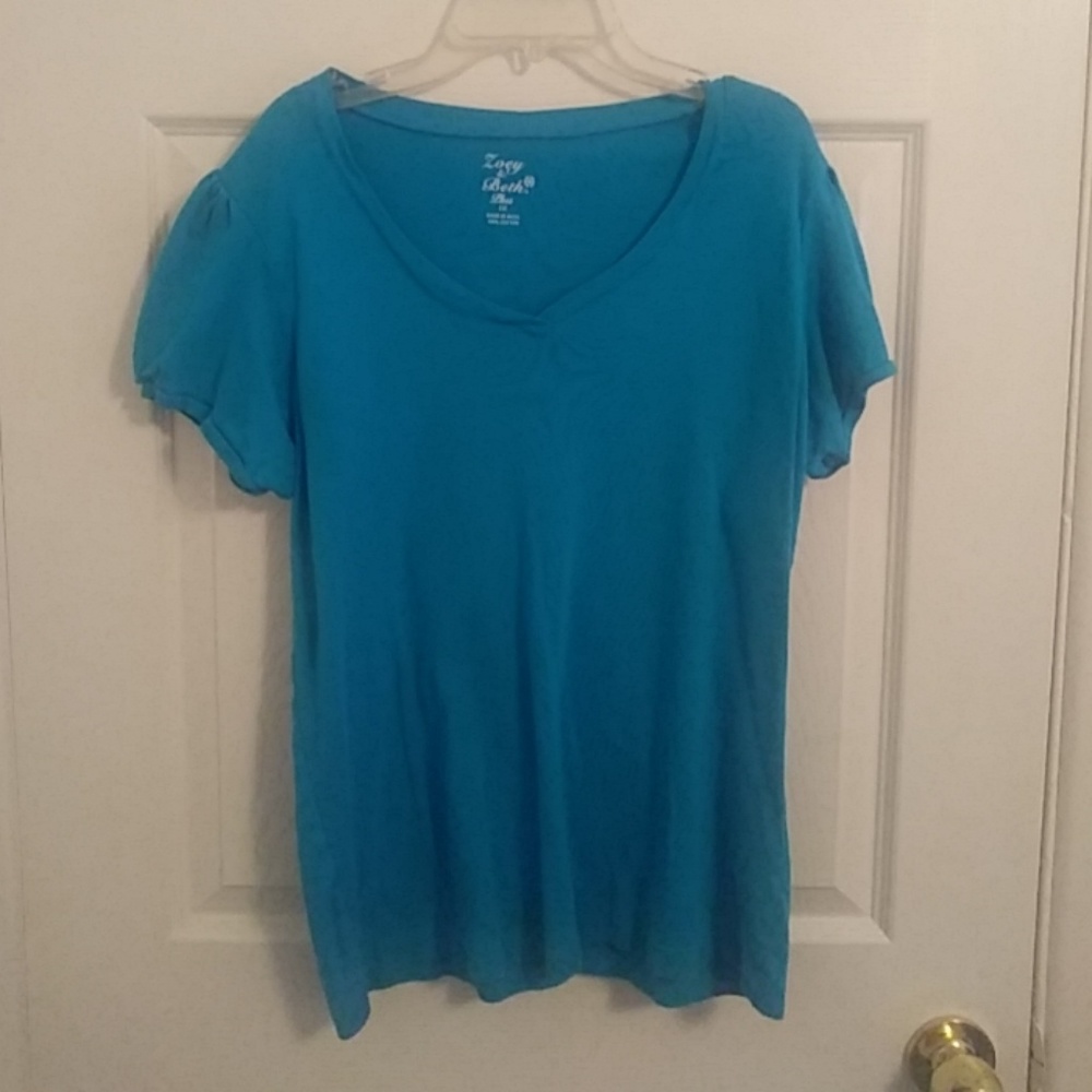 Zoey and Beth fitted sleeve tee (teal color)